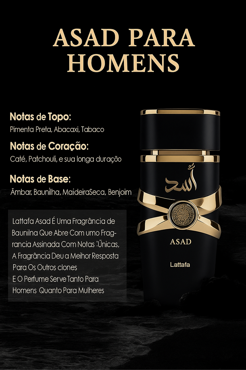 Asad Black Lattafa 100ml Masculino