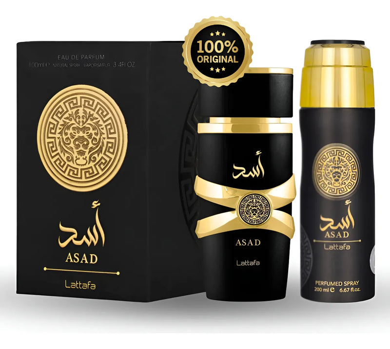 Kit Asad Lattafa - Perfume 100ml + Desodorante 200ml Masculino